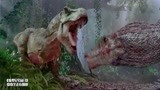 侏罗纪公园：霸王龙厮杀凶猛棘龙，不料竟打不过，一口就被咬死了