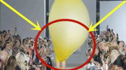 美女模特穿气球走秀，气球竟然意外“泄气”，观众看后不淡定