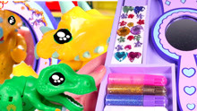 魔幻恐龙手工DIY魔法镜子 宝石贴纸装饰梅丽莎和豆豆过家家玩具