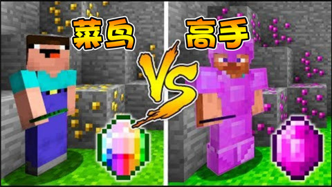 彩虹钻石vs紫宝石!高手vs菜鸟 我的世界搞笑