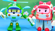 POLI玩具：变形警车珀利机器人，安巴救护车，海利直升机