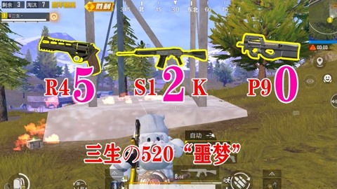 和平精英三生解说:挑战带"520"的枪吃鸡