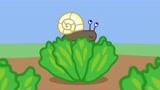 小猪佩奇：菜叶上有怪兽，原来是只蜗牛，佩奇也要当贪吃的蜗牛