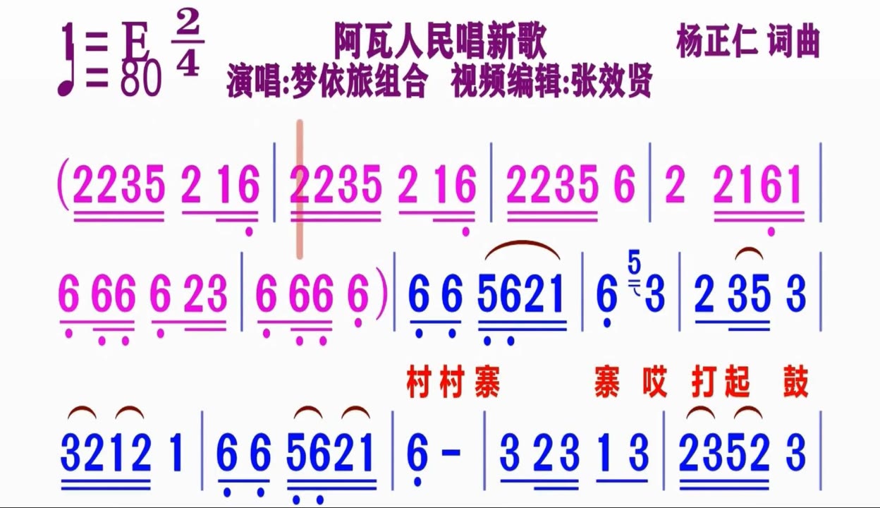 阿旺人民唱新歌简谱图片