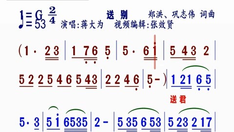 蔣大為演唱的《送別》動態簡譜