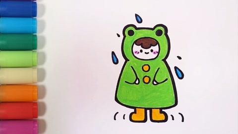 儿童雨衣简笔画彩色图片