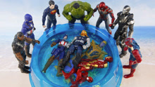 复仇者联盟蜘蛛侠钢铁侠绿巨人浩克灭霸组团在沙滩玩水