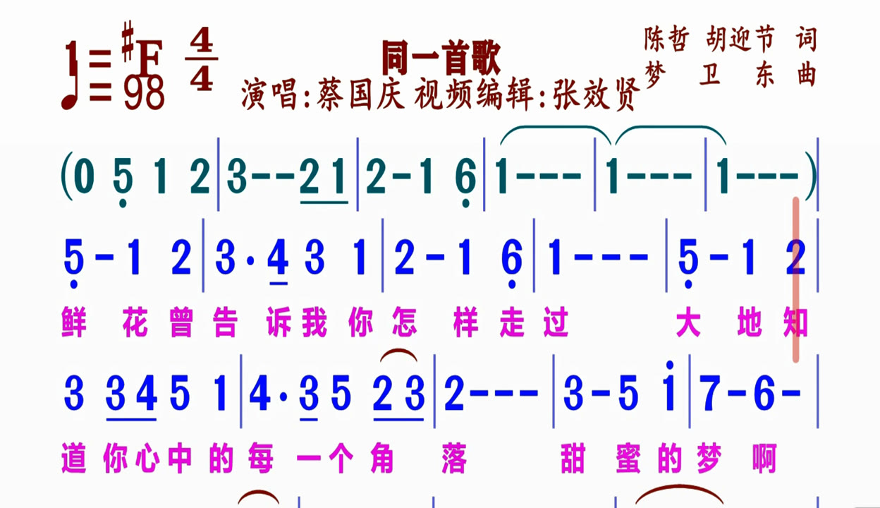 蔡国庆同一首歌简谱图片