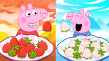 小猪佩奇喜欢吃红色草莓，乔治喜欢吃白色草莓